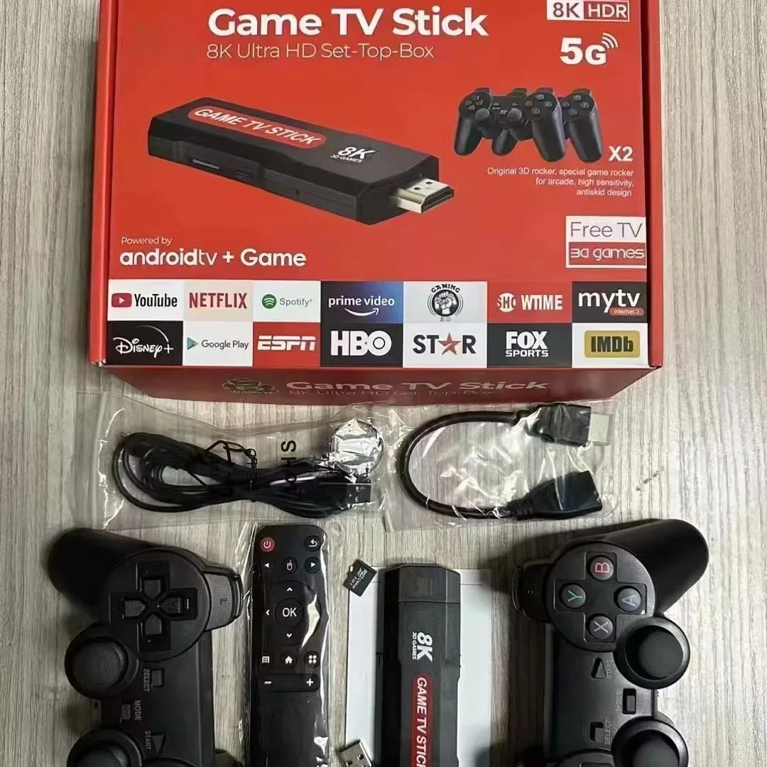 Android 12 TV BOX X2 8K Retro Video Games Console with Wireless Controller 64G 30000 Game Dual WiFi 4G 5G Emulator for PS1