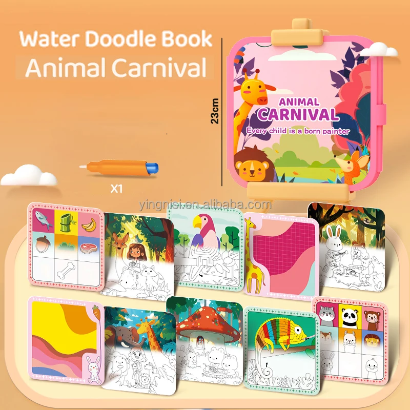 Magic Water Book Reusable Water-Reveal Wow Magic Water Painting Color Coloring Books for Toddlers Kids Wow