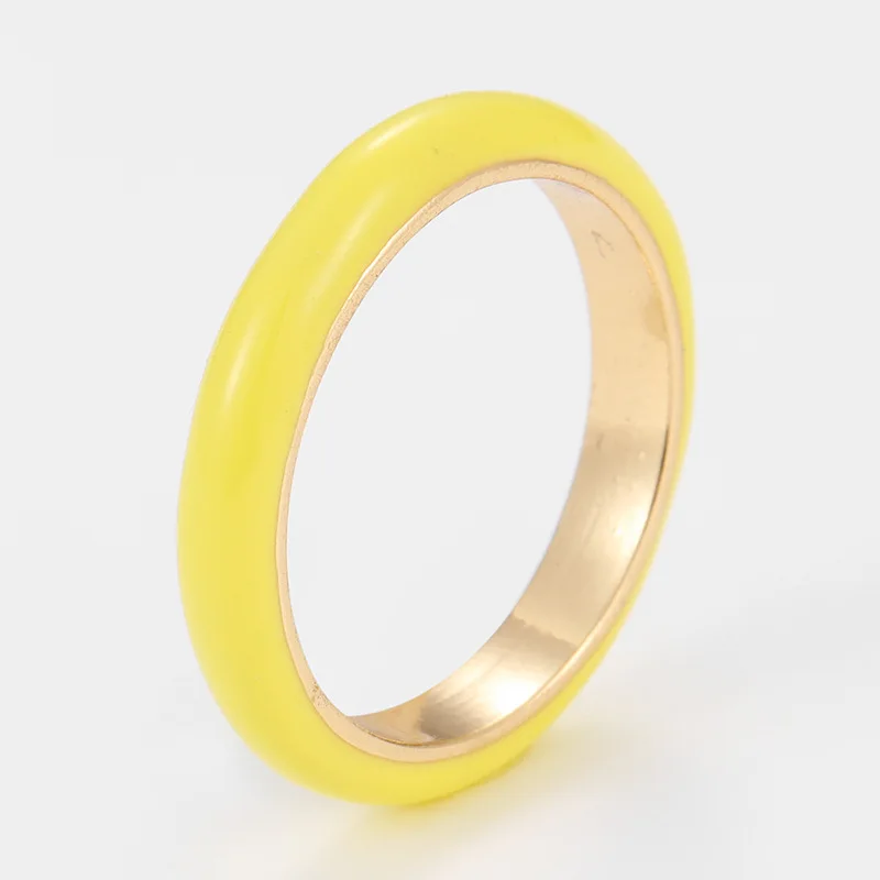 Handmade European and American Fashion Rainbow Cubic Zircon Enamel Simple Ring for Women