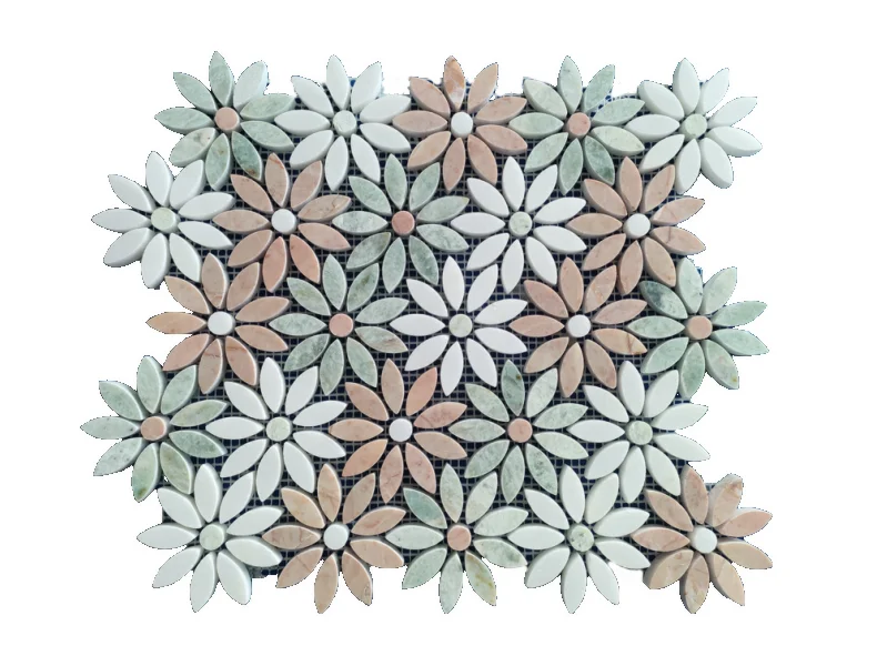 Wonderful Flower Stone Mosaic Art Design for Kitchen Pool Living Room and Interior Wall Decor Resin and Marble Material Tile
