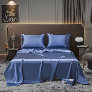 Factory Wholesale 100% Silk Satin Home Textile Solid Satin Flat Bedsheet Bedding Set for Bedroom Home