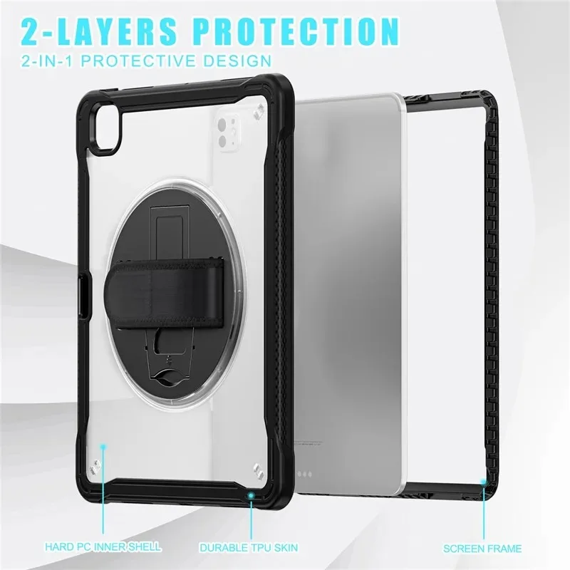 product for ipad pro 13 2025  2024 case stand pctpusilicone  anti fall stable stand with rotating hand strap double layer design-5