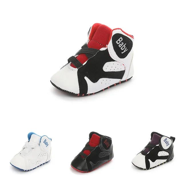 Basketball shoes 0-1 year old baby toddler shoes soft sole non-slip baby shoes