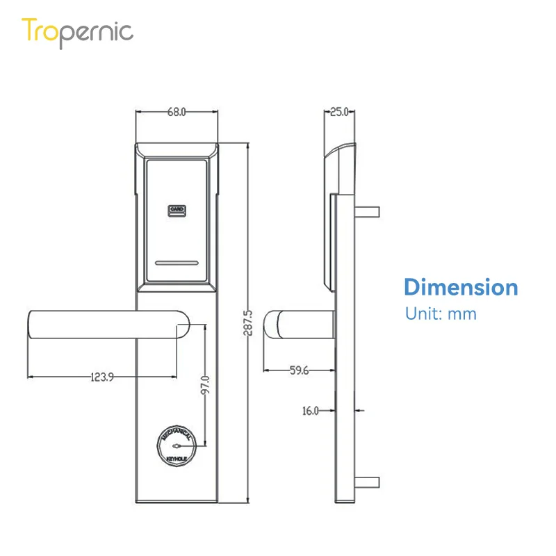 Simple Steel Door Handle Mortise Digital Free Shipping Outdoor Smart Card Rfid Hotel Lock
