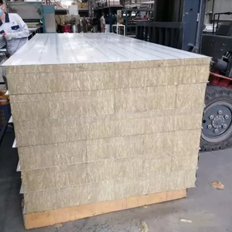 Modern 150mm Rock Wool Sandwich Panel High-Density Steel for Furnace Insulation in Hospitals and Hotels