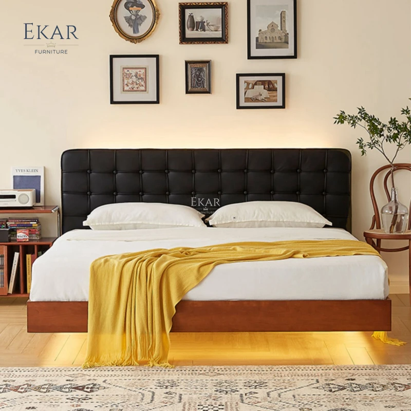 product new design ekar wall mounted nappa leather half leather bedroom bed-61