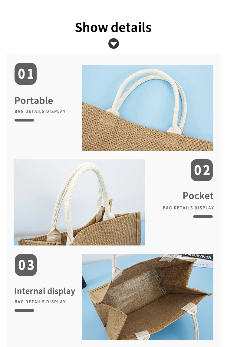 Cheap Jute Bags Natural Recycle Foldable Carry Jute Shopping Bags