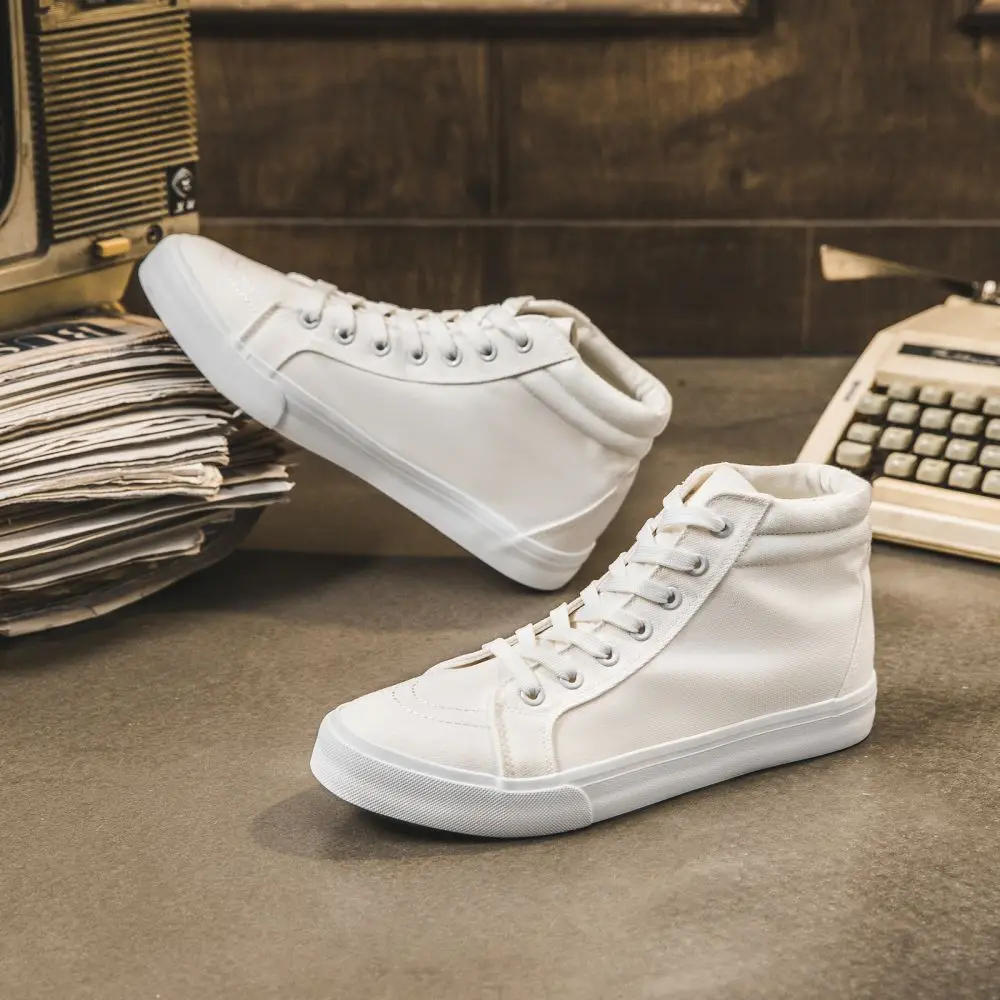Women's Sneakers Canvas Shoes Plus Size Canvas Shoes High Top Sneakers Outdoor Daily Solid Color Flat Heel Round Toe main image 1