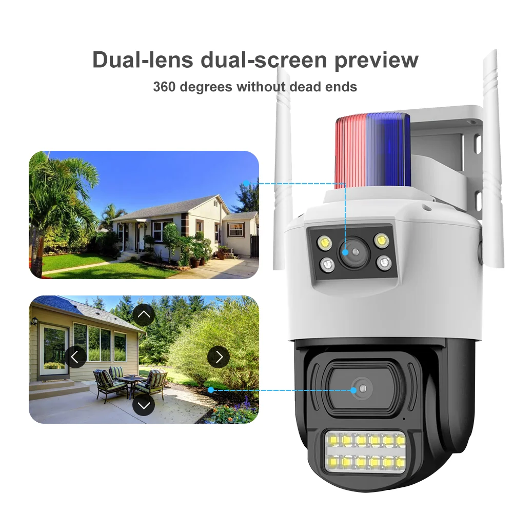 V380 4MP IP CCTV Camera Outdoor Security with 4G Dual Lens & PTZ Network CMOS Sensor for Micro SD Card Data Storage Option