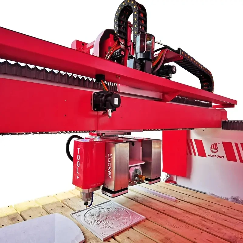 HUALONG Automatic Tile Cutter Machine 5 Axis Cnc Bridge Saw Granite Cutting Machine Sintered Stone Countertop Cutting Machine