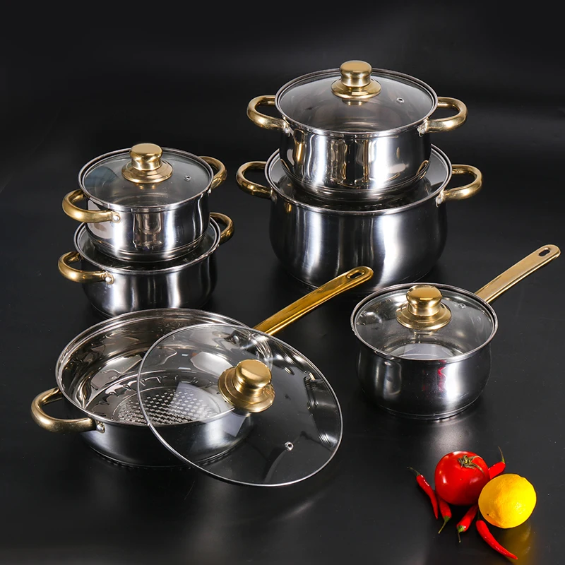 Cheap Cookware Stainless Steel Soup Pot Stock Pot12PCS Cookware Set with Non  Stick Fry Pan - China Stainless Steel Cookware Set and Stainless Soup Pot  price