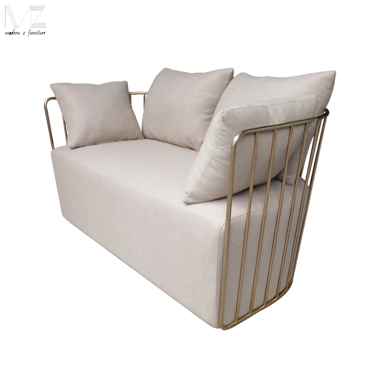 New designs Comfortable stainless steel frame fabric nordic living room 2 seater sofa