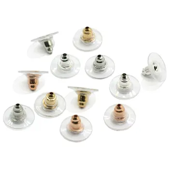 100pcs Clear Rubber Silicone Plastic Earring Backs Bullet Clutch Stopper US