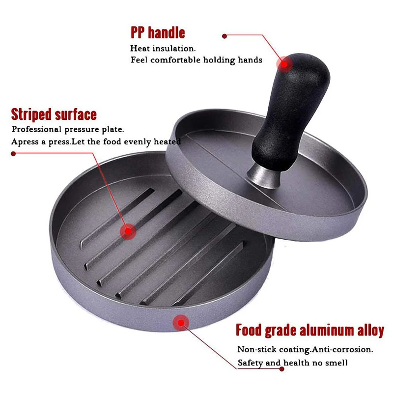 Plastic Handle Meat Patty Making Mold Non Stick Burger or Hamburger Press