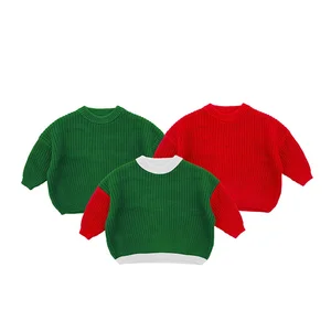 Christmas 100% Cotton Baby Sweater Customized Kids Jumper Patchwork Top