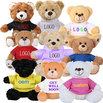 wholesale sublimation plush teddy bear t shirt Brand your LOGO custom cute stuffed soft teddy bear plush toys