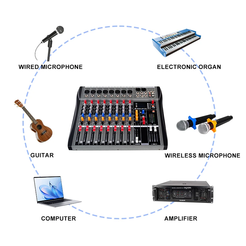 CT8 8 channel mixer sound system professional stereo dj karaoke controller powered audio console mixer