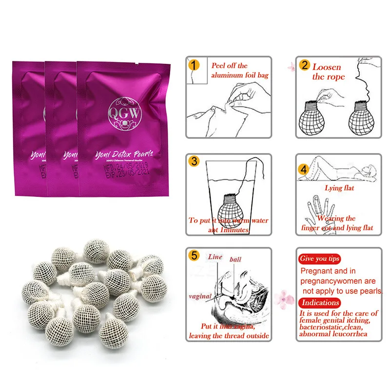 
The best effective fibroid cure organic yoni pearls detox balls with string kit wholesale 