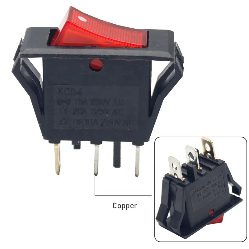 Mini Interruptor Switch Negro Rojo On Off 15a 250v /20a 125v