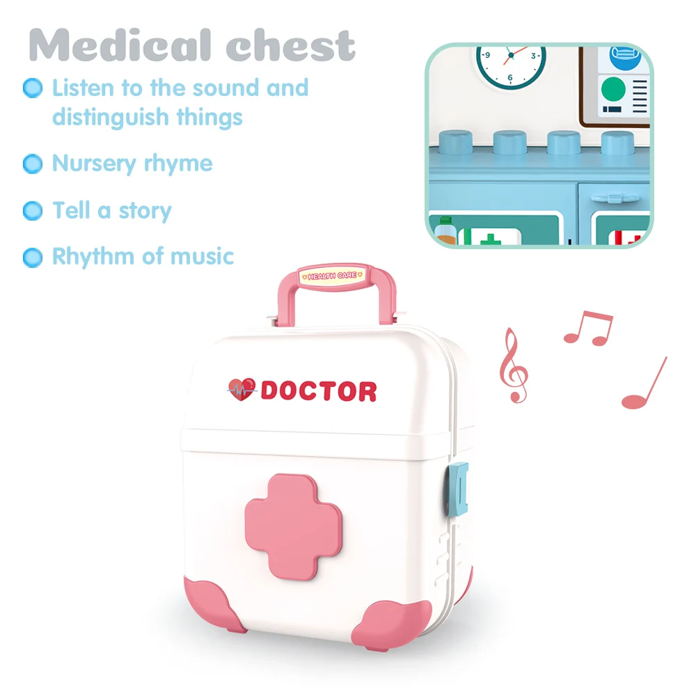 Новые игрушки 2021, Обучающие игрушки, музыкальная медицинская шкатулка, медицинская шкатулка с музыкой и подсветкой, комплект для ролевых игр