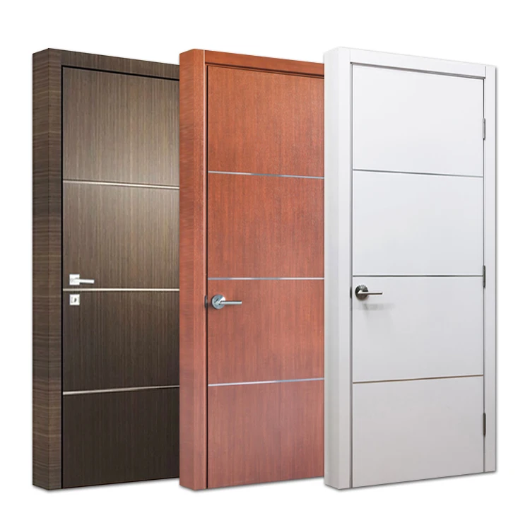 Foshan Factory Customise Modern Indoor Composite Solid Core Wooden Doors Interior Bedroom Melamine Plywood Flush Door