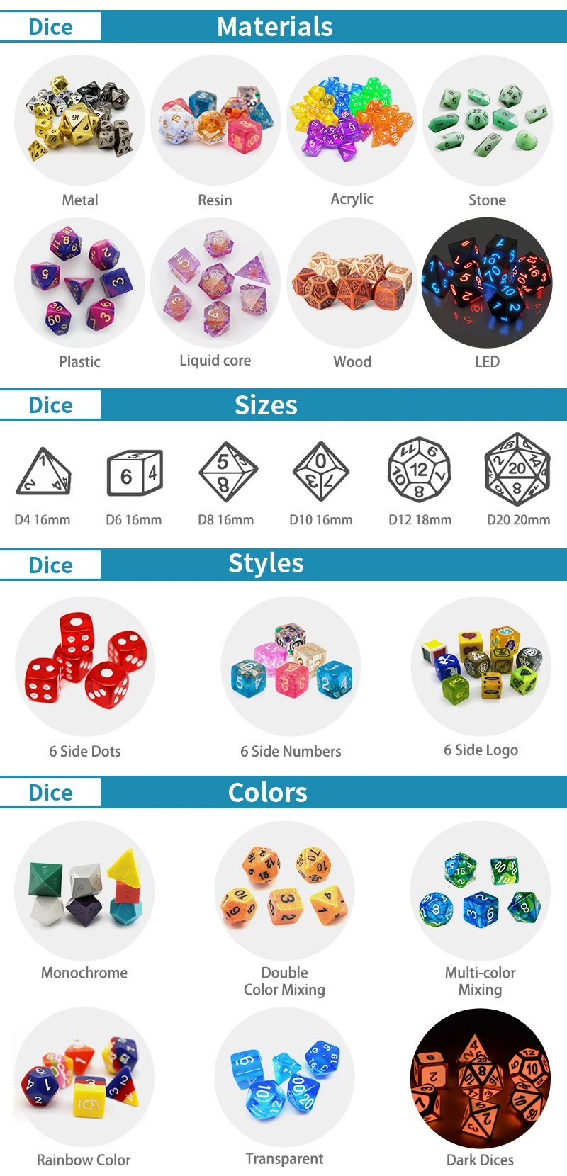 Factory Price Custom Colored Polyhedral Resin Plastic Acrylic Color Mixed Frozen Bulk Colored 16Mm 5000 Dice