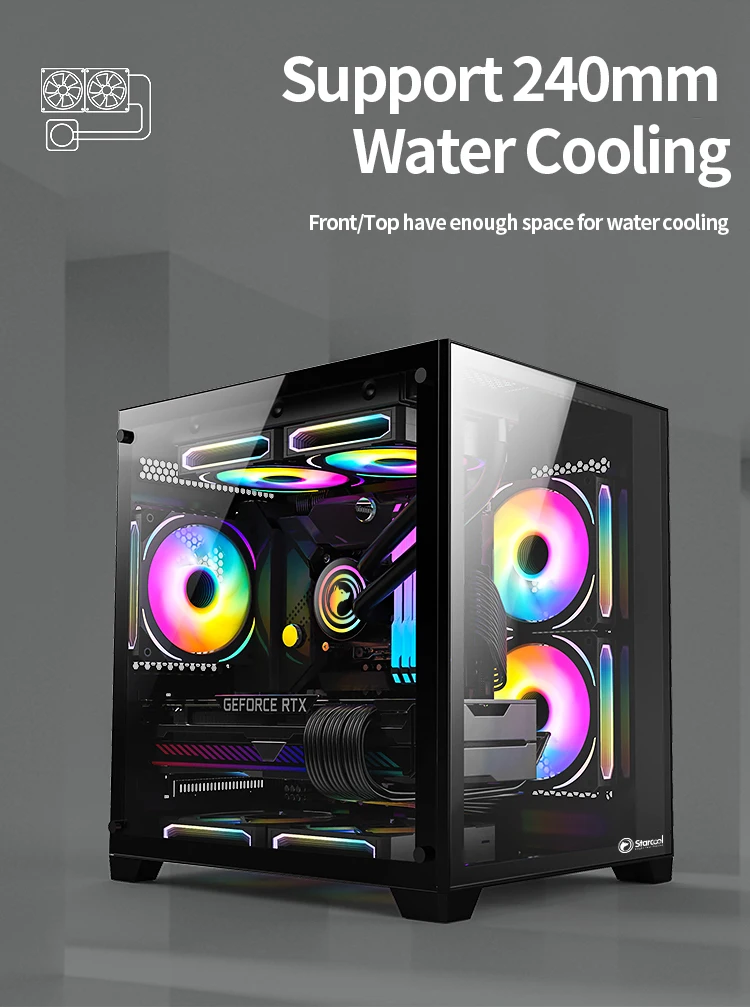 Oem/odm Horizontal Pc Case Matx Gaming Computer Case With Tempered