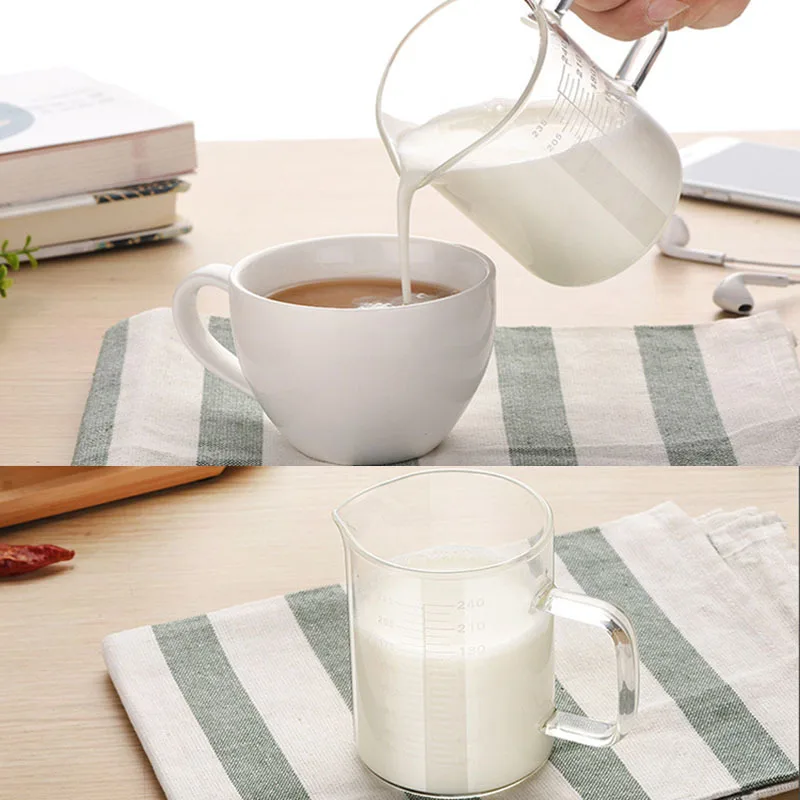 BCnmviku 240ml Espresso Shot Glass Measuring Grade Transparent Measuring Cup Glass Beakers Pot Kettle Milk Cup Baking Kitchen
