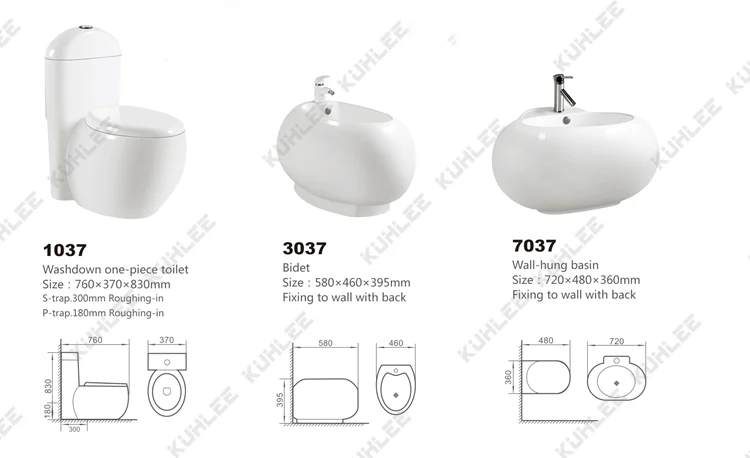 Egg Shape Sanitary Ware Suite White One Piece Toilet Bowl Bathroom Set With Bidet With Sink