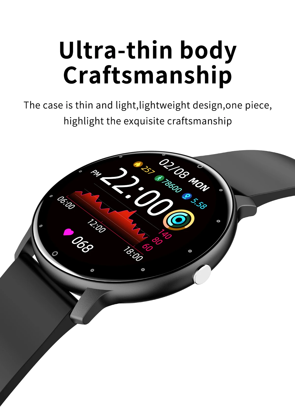 ZL02D Digital Round SmartWatch Heart Rate Sleep Reloj Inteligente Waterproof Android Bracelet Smart Watch