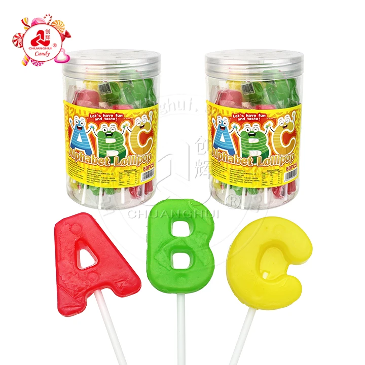 Supply Letter Alphabet ABC fruit flavored hard lollipop