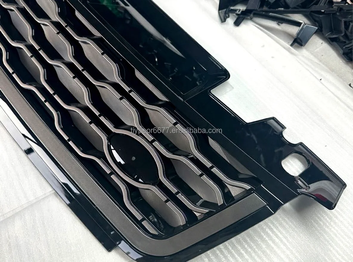 product tiypeor car front bumper mesh grille for land rover range rover sport 2018   2020 car accessories all black silver upper grille-4
