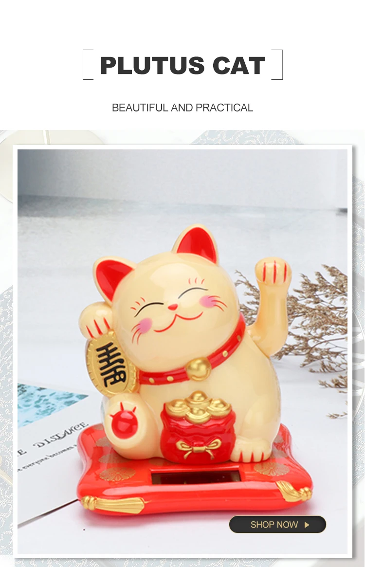 Details about   Cute Solar Powered Lucky Cat Waving Beckoning Fortune Cat Car Decor** 