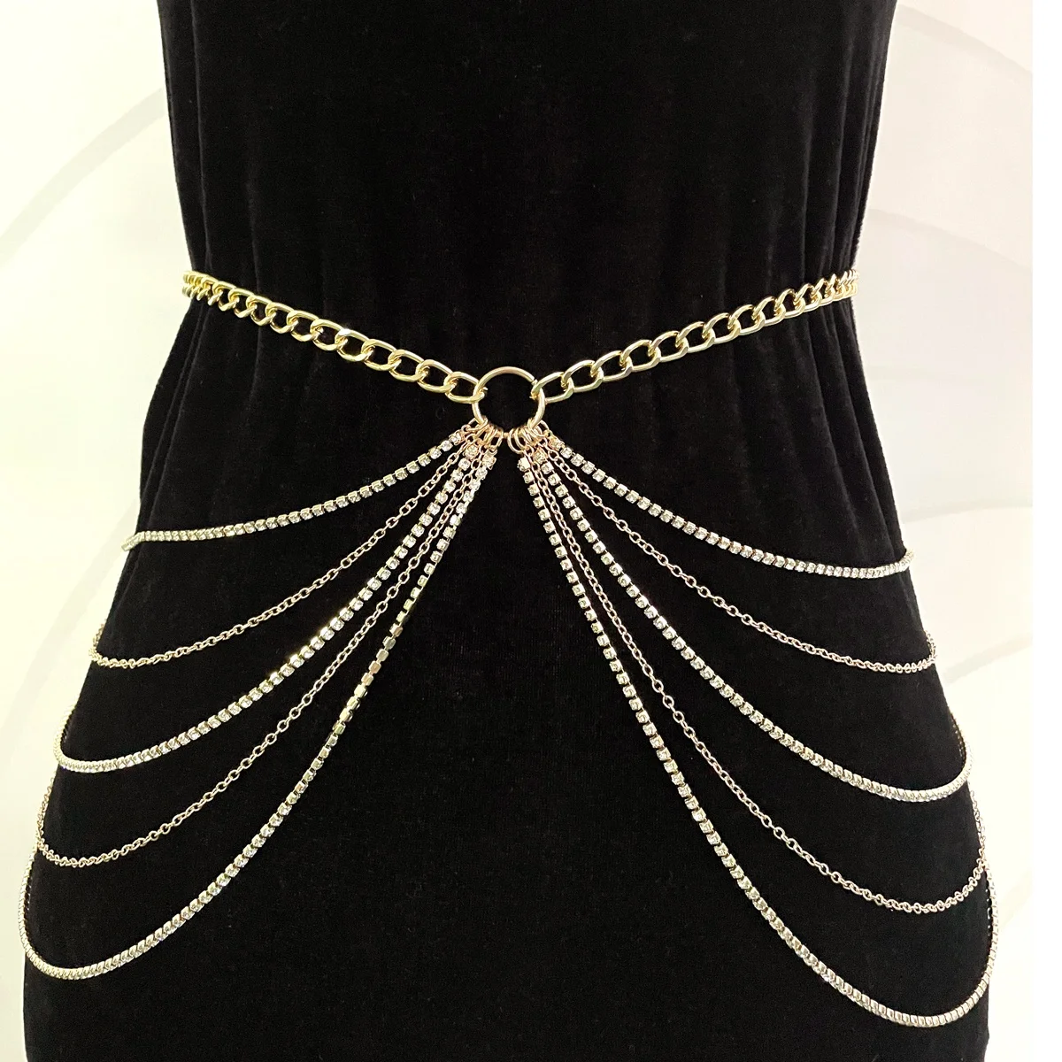 2026 Trendy  Wholesale  Gold Plated Crystal Diamond Sexy Waist Chain Fashion Pendent Korean Jewelry Luxury Designer for Women