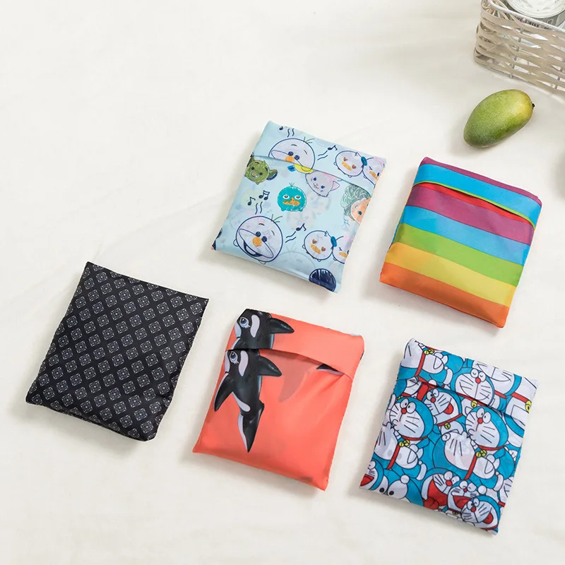 Custom Design Grocery Eco Friendly Folding Polyester Foldable Reusable Tote Shopping Bag With Logo