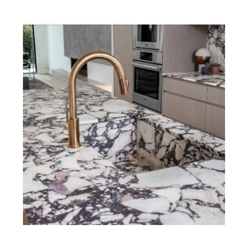 Italian Modern White Marble Slabs Calacatta Kinawa with Purple Vein Breccia Medicea Viola Calcatta Milas Lilac Marble Tile