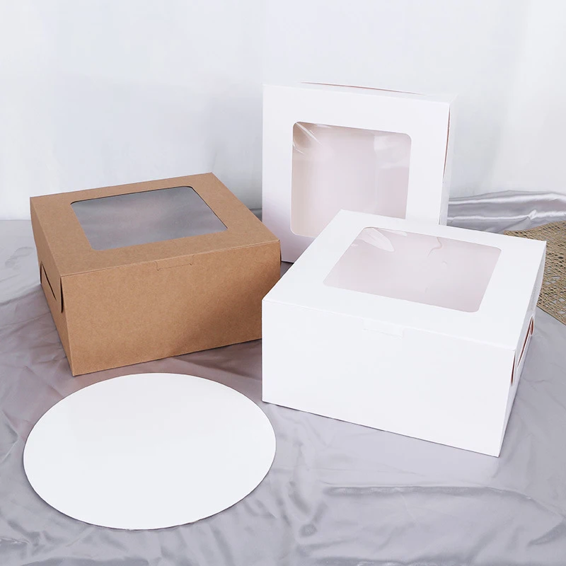 Custom 15 Sets 10x10x5 Inches Cake Bakery Boxes With Window And 10