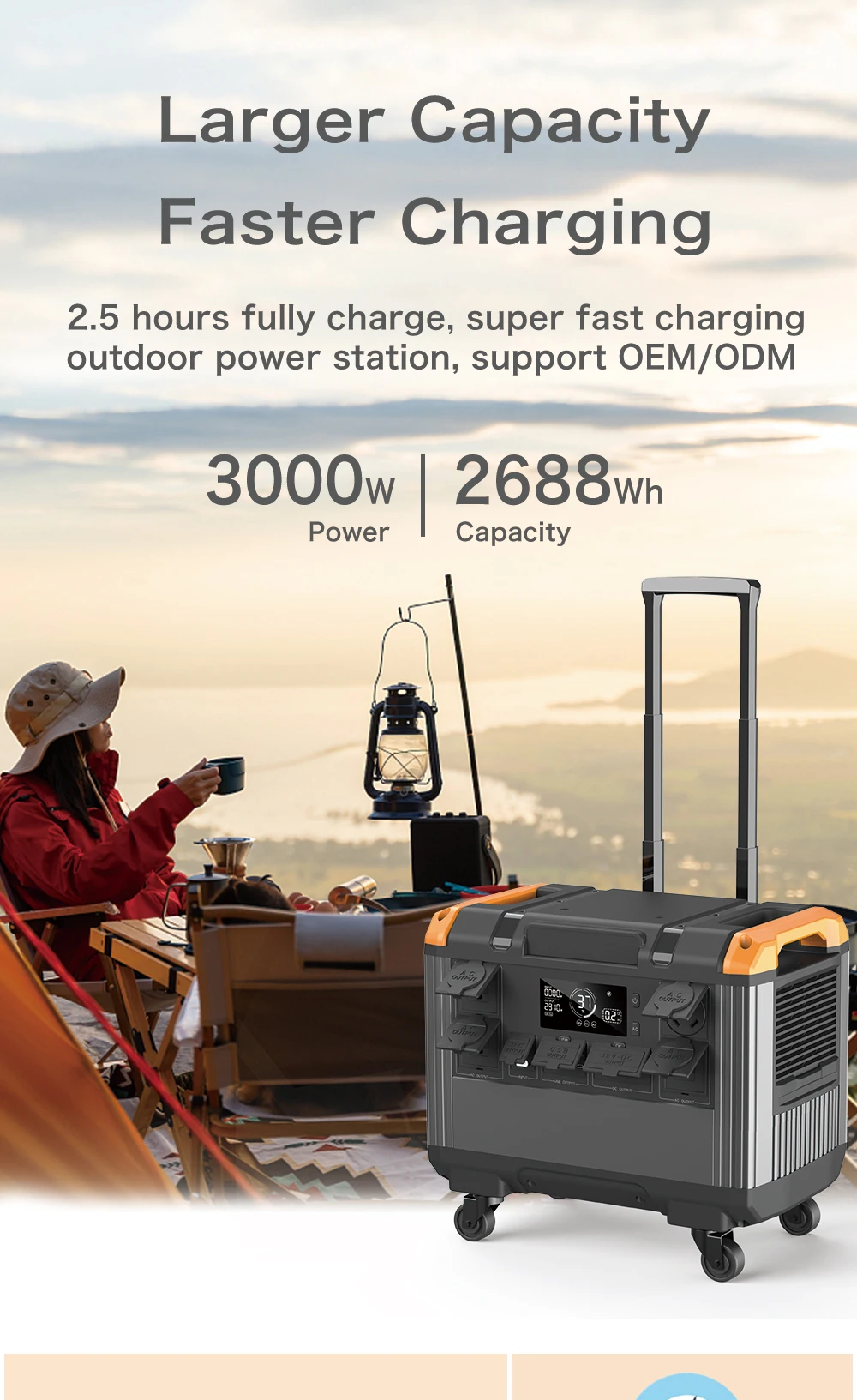 Wholesale 3000W Portable Power Station with 3 DC Output Solar AC System for Electricity Generation MPPT Solar Energy Controller factory