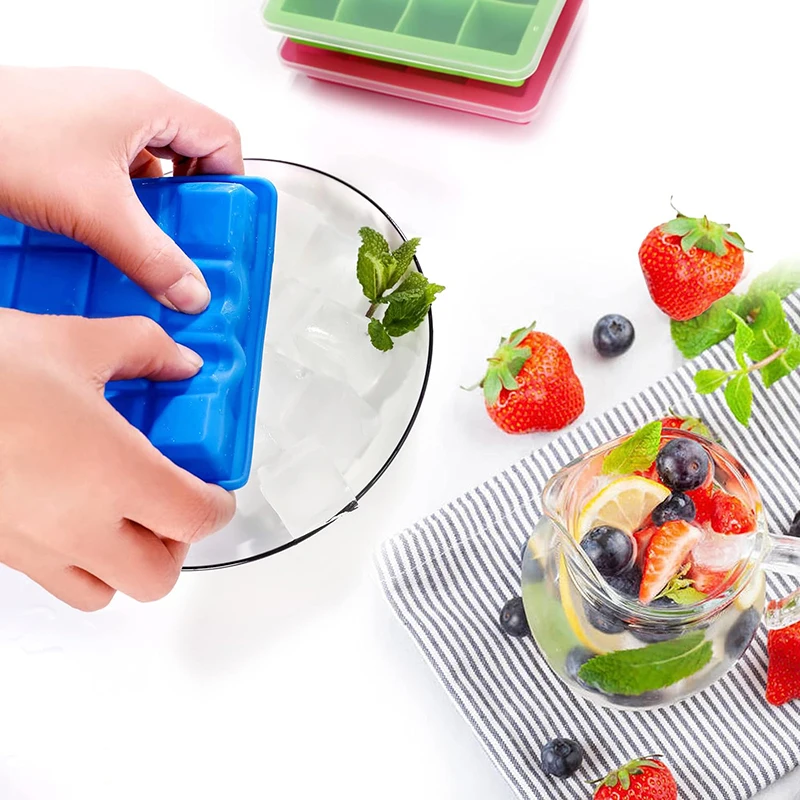 high flexibility tear and cold resistance food grade silicone ice cube tray customized shape ice cube mold tray