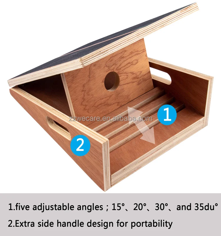 Adjustable Incline Board Calf Stretcher Extra Side Handle Design Fitness Power Training Wooden Slant Stretch Board