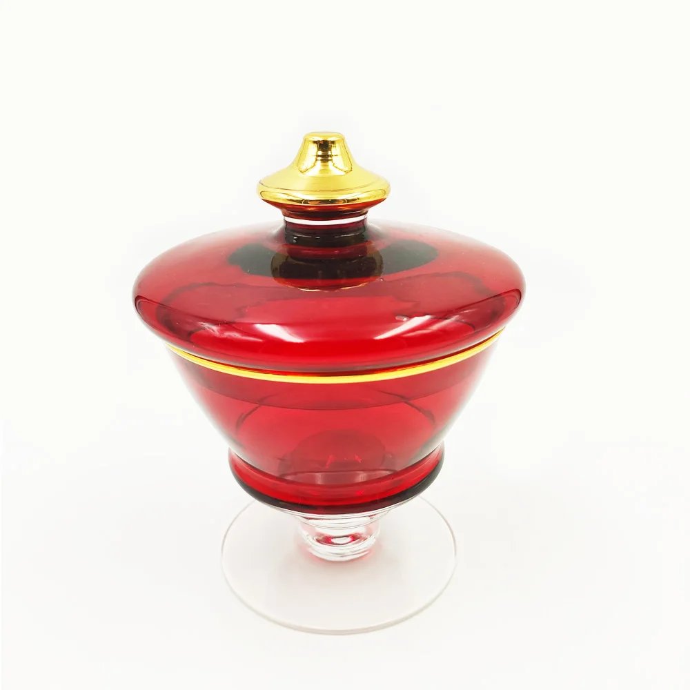 Candy Jar Glass Candle Container Gold Decor Glass Candle Vessels With