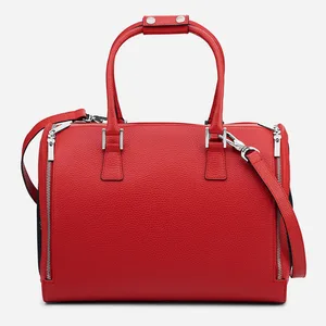 Custom Logo Pebble Leather Luxury Red Fashion Women Pet Dog Cat Carrier Tote Bag Hand Purse