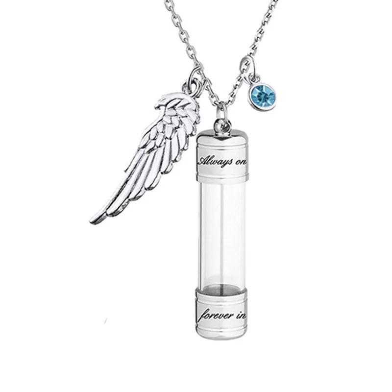 Engraving Openable Glass Vial Pendant Necklace Women Memorial Ashes Bottle Cremation Urn Memorial Gifts Jewelry For Pet Human