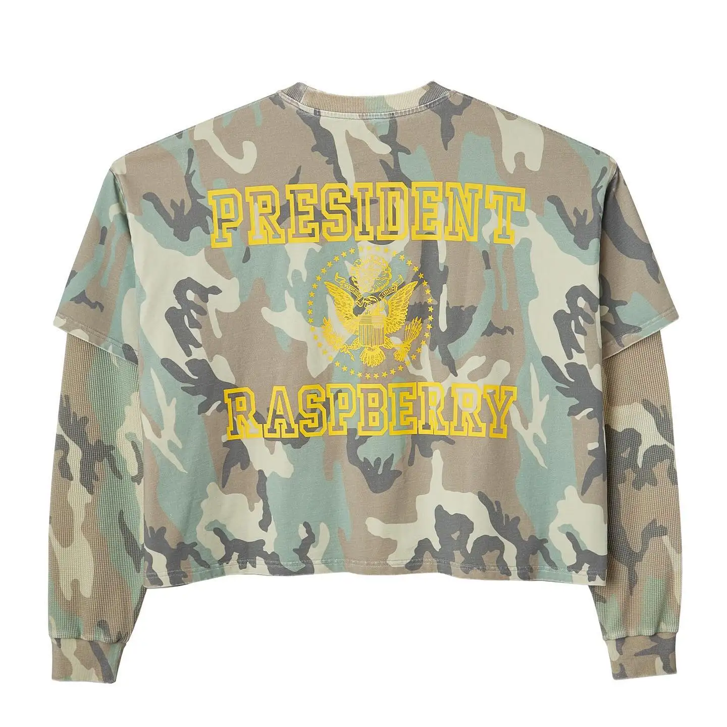 Custom Screen Printed Tshirt Heavy Cotton Knitted Camo Tee Camouflage Thermal T Shirts Double Layer Long Sleeve T-shirts for Men gallery 7