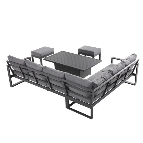 Casual Dining Set Large for Outdoor Patio Aluminium Garden Sofa with Rising Table Bench and Sunbed for Outdoor Furniture Use manufacture