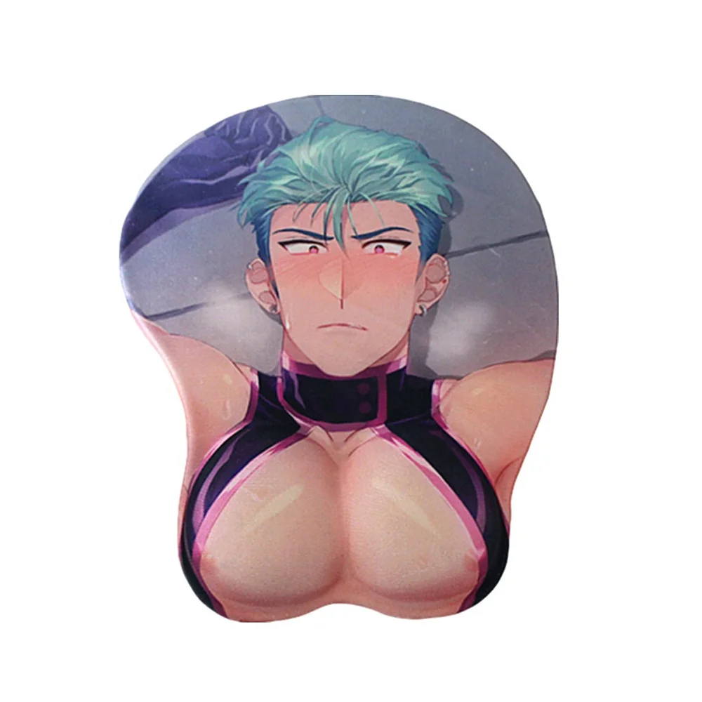 Promotional Gifts Computer Game Custom Logo Design Soft Oppai 3D Silicone Mouse Pad with Wrist Rest Giming Mousepad
