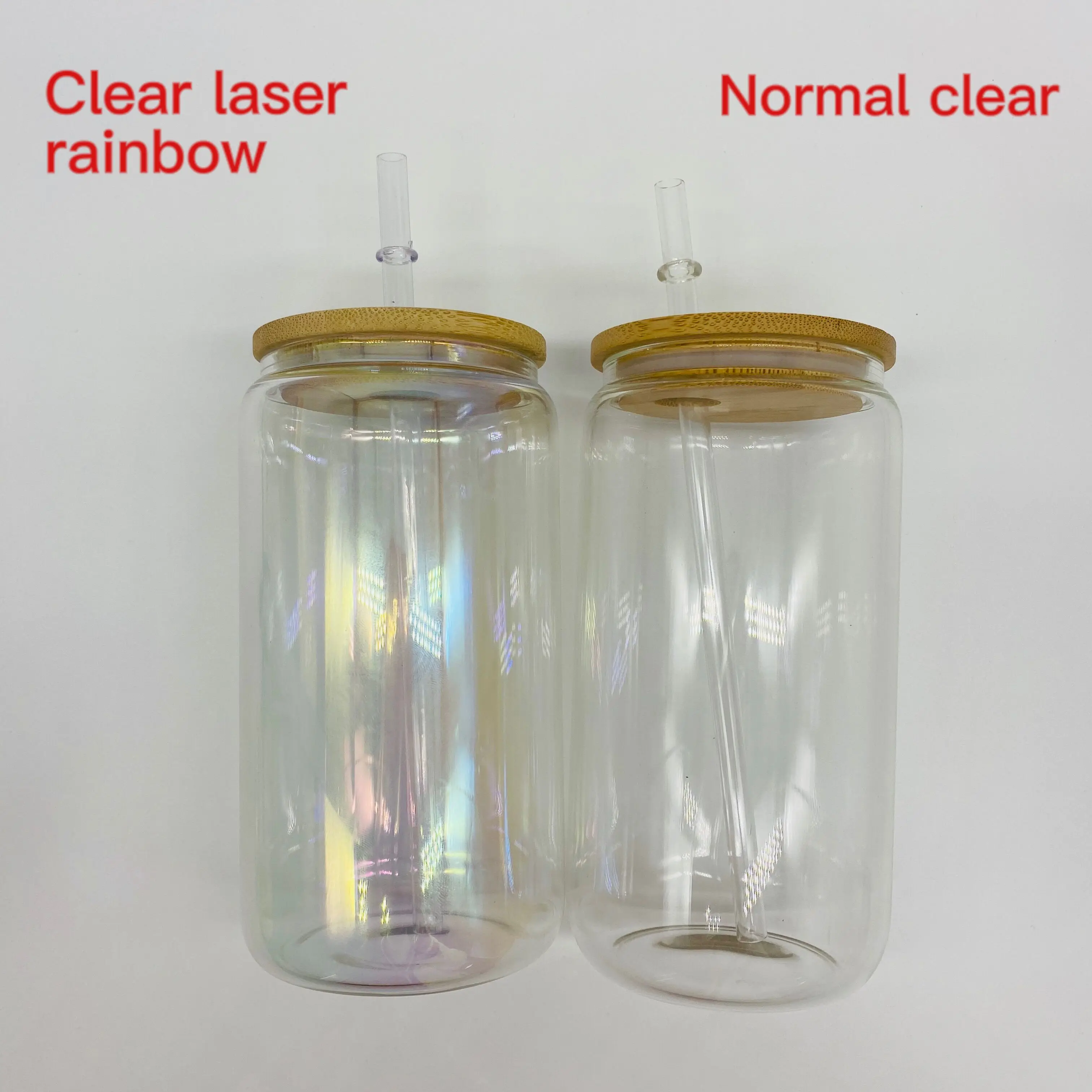 16oz Diy Blank Sublimation Glitter Colored Blank Glass Cans Rts Us