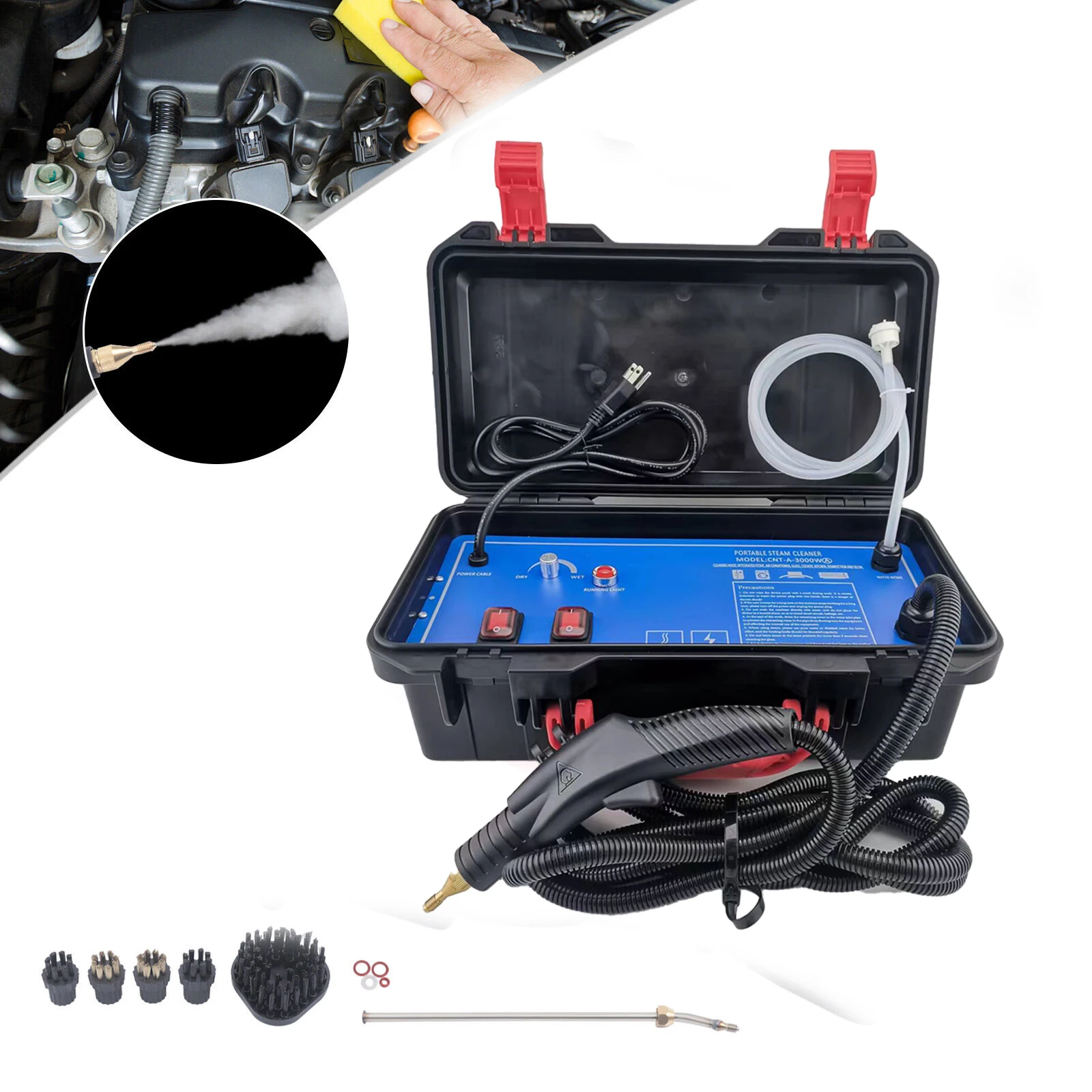 3000W Professional Electric Steam Cleaner for AC Coil & Car Engine Deep Cleaning - 3.5 Bar Handheld Steam Machine