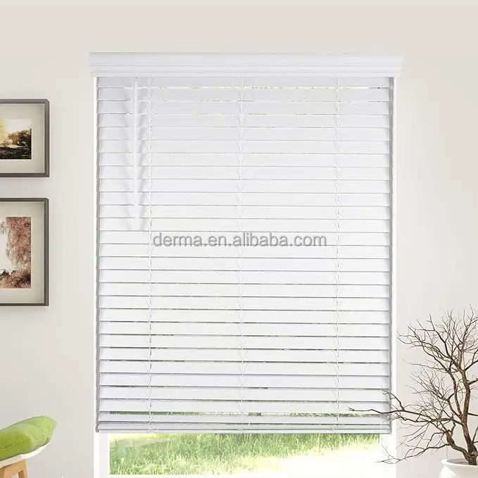 Pvc Window Covering Popular Cordless Motorized Faux Wood Vinyl Mini Venetian Blinds for ...