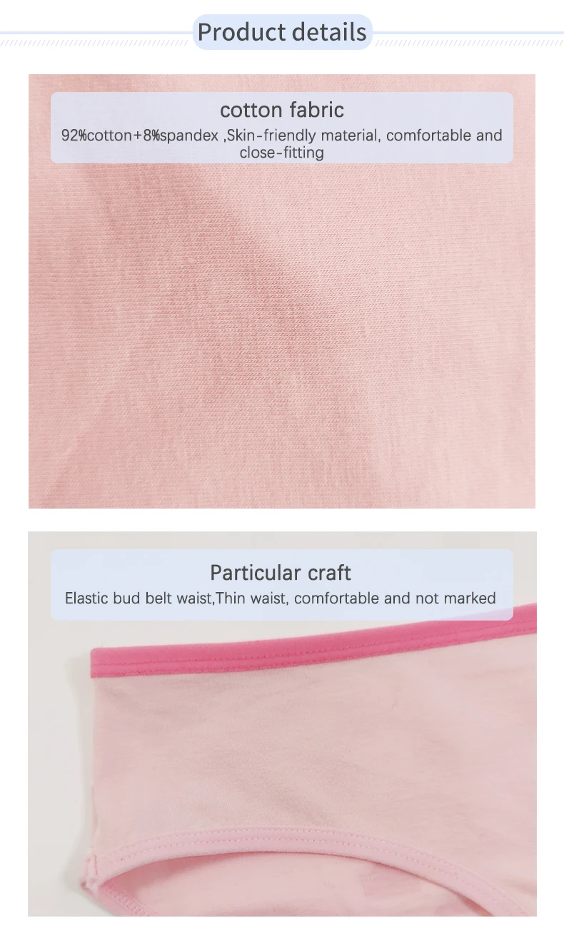 Ropa interior estampada de algodón orgánico 100% con diseño personalizado, ropa interior transpirable para mujer, bragas rosas sexis Xxl para mujer con_voghion.com